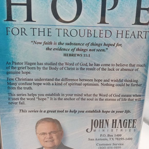 Hope For The Troubled Heart DVD Christian Gospel Hagee Ministries 4 DVDs Set - Picture 5 of 5